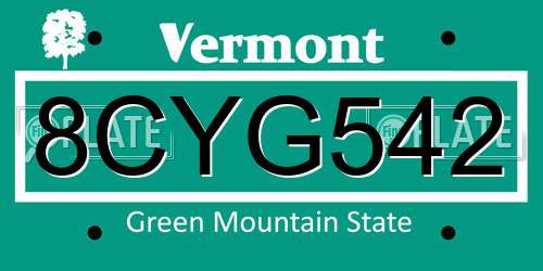 8CYG542 Vermont License Plate