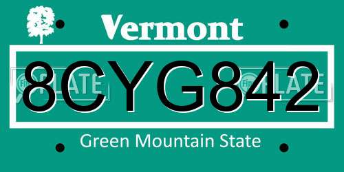 8CYG842 Vermont License Plate