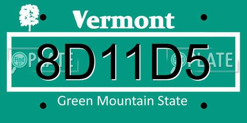 8D11D5 Vermont License Plate