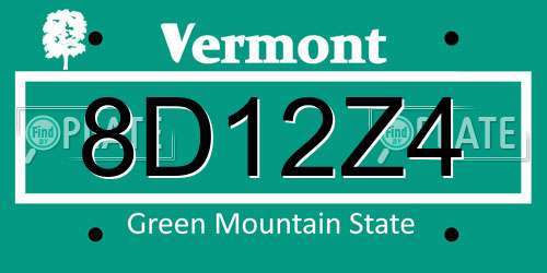 8D12Z4 Vermont License Plate