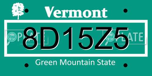 8D15Z5 Vermont License Plate
