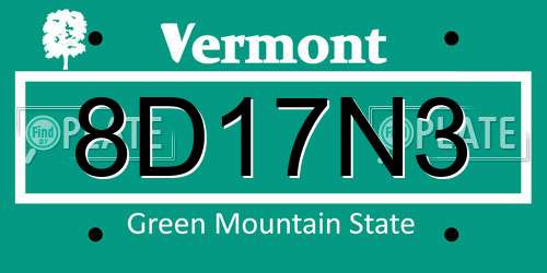 8D17N3 Vermont License Plate