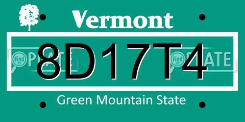 8D17T4 Vermont License Plate