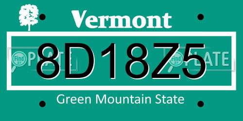 8D18Z5 Vermont License Plate