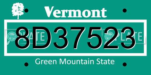 8D37523 Vermont License Plate