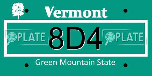 8D4 Vermont License Plate