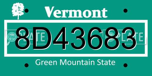 8D43683 Vermont License Plate