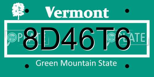 8D46T6 Vermont License Plate