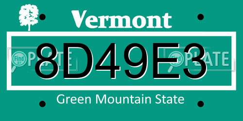 8D49E3 Vermont License Plate