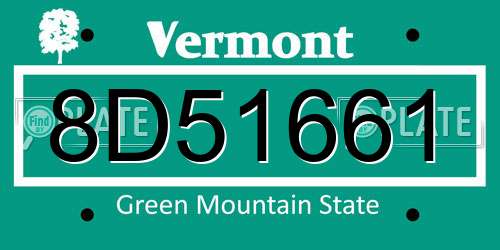 8D51661 Vermont License Plate