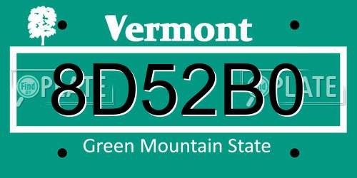 8D52B0 Vermont License Plate