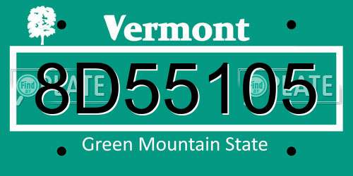 8D55105 Vermont License Plate