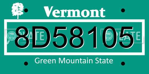 8D58105 Vermont License Plate