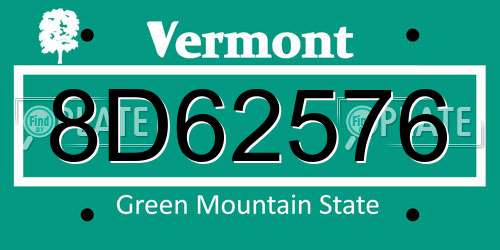 8D62576 Vermont License Plate