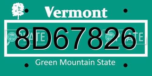 8D67826 Vermont License Plate