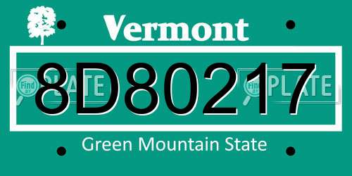 8D80217 Vermont License Plate