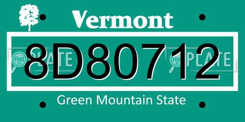 8D80712 Vermont License Plate