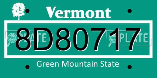 8D80717 Vermont License Plate
