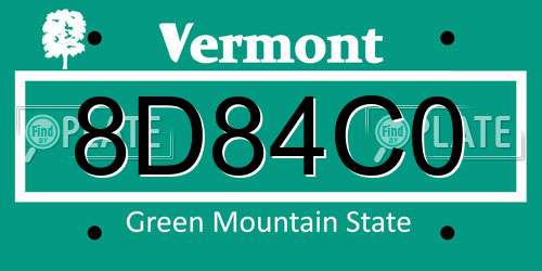 8D84C0 Vermont License Plate