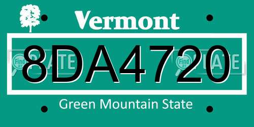 8DA4720 Vermont License Plate