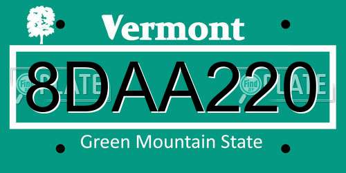 8DAA220 Vermont License Plate
