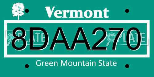 8DAA270 Vermont License Plate