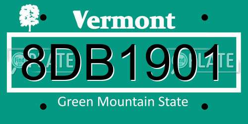 8DB1901 Vermont License Plate