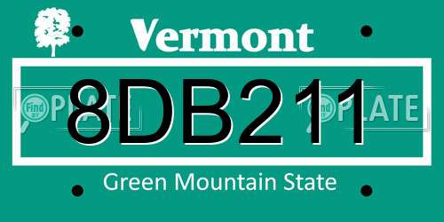 8DB211 Vermont License Plate