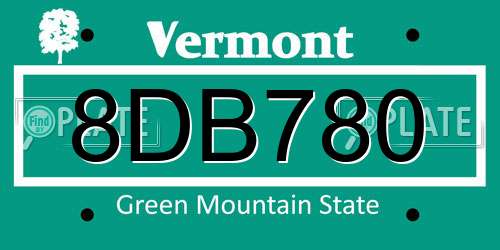 8DB780 Vermont License Plate