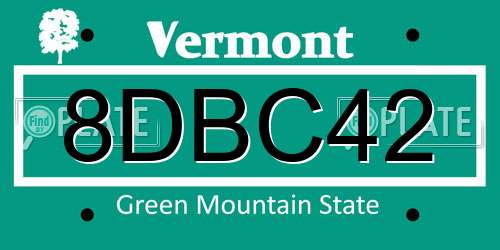 8DBC42 Vermont License Plate