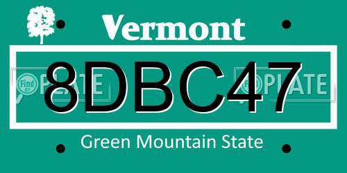 8DBC47 Vermont License Plate