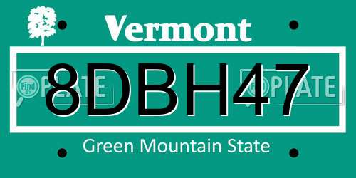 8DBH47 Vermont License Plate