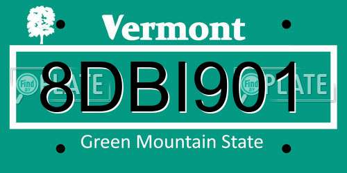 8DBI901 Vermont License Plate