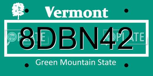 8DBN42 Vermont License Plate