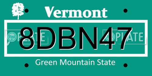 8DBN47 Vermont License Plate