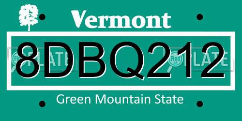 8DBQ212 Vermont License Plate