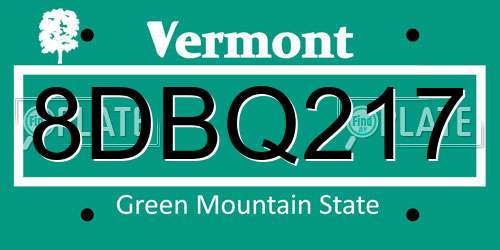 8DBQ217 Vermont License Plate