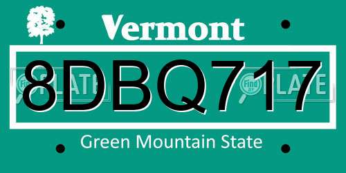 8DBQ717 Vermont License Plate