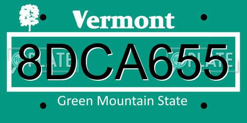 8DCA655 Vermont License Plate