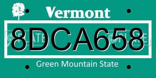 8DCA658 Vermont License Plate