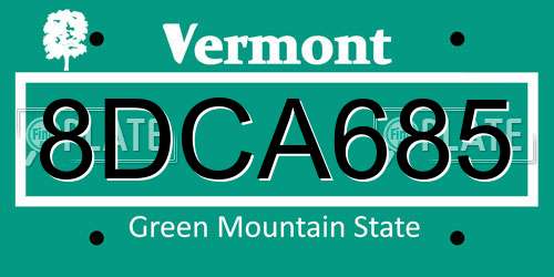 8DCA685 Vermont License Plate
