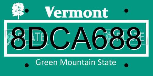 8DCA688 Vermont License Plate