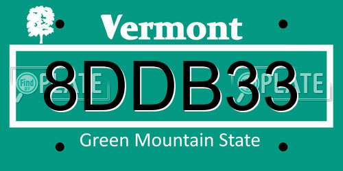 8DDB33 Vermont License Plate