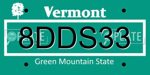 8DDS33 Vermont License Plate