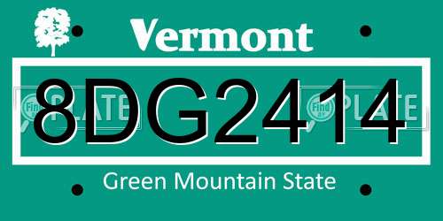 8DG2414 Vermont License Plate