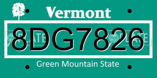 8DG7826 Vermont License Plate