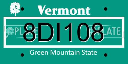 8DI108 Vermont License Plate