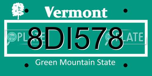 8DI578 Vermont License Plate
