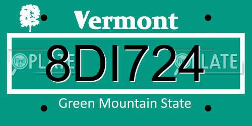 8DI724 Vermont License Plate