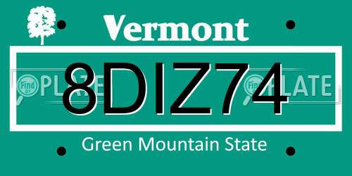 8DIZ74 Vermont License Plate